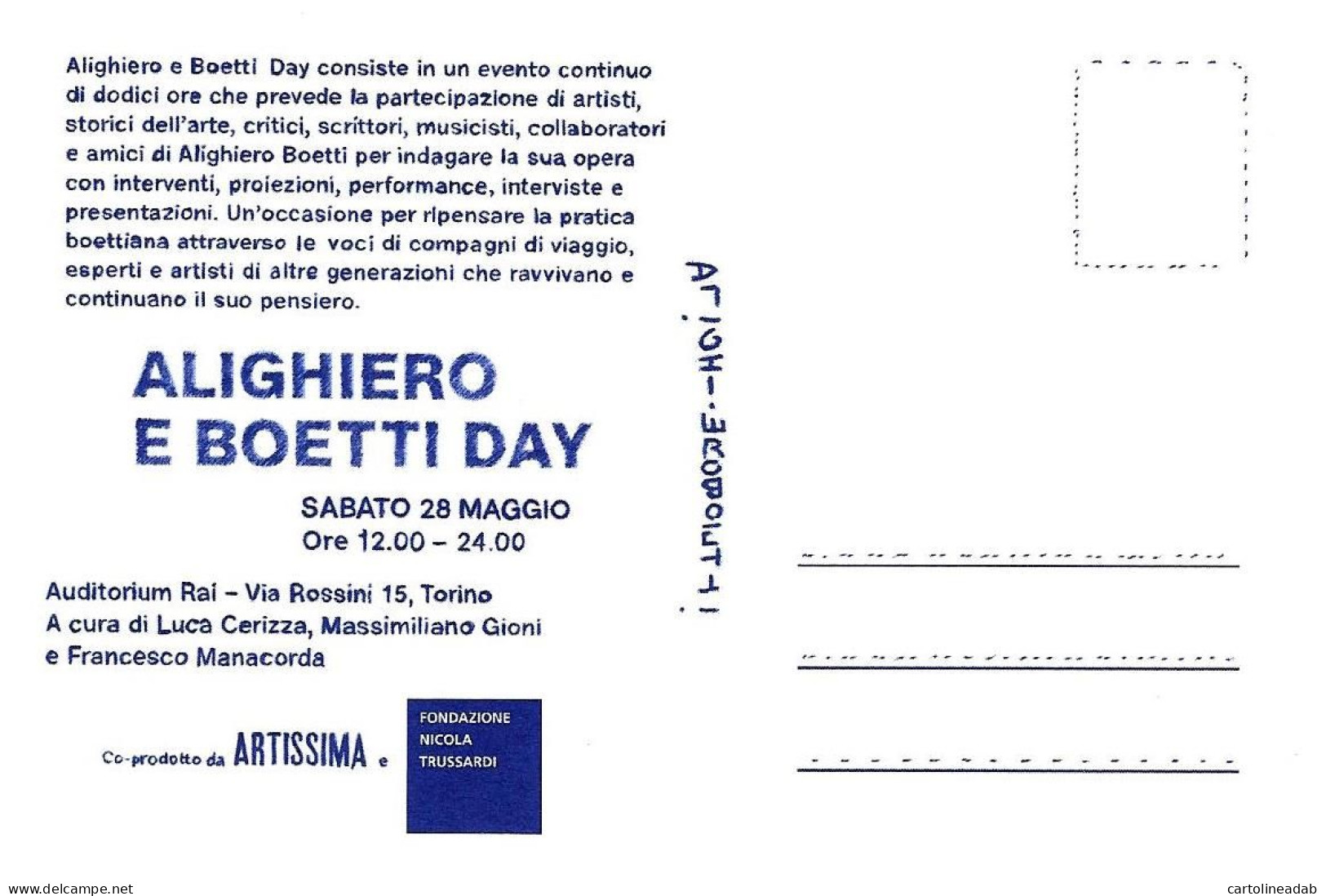 [MD8397] CPM - TORINO - MOLE ANTONELLIANA - ALIGHIERO E BOETTI DAY - ARTISSIMA - PERFETTA - Non Viaggiata - Mole Antonelliana