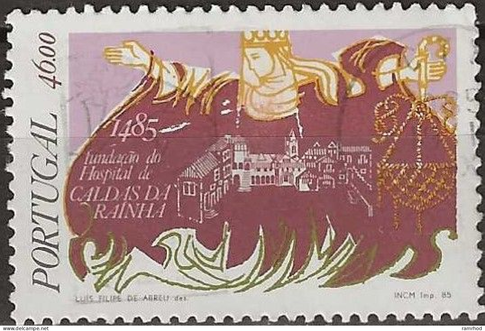 PORTUGAL 1985 Anniversaries - 46e. - Queen Leonor And Hospital (500th Anniv Of Caldas Da Rainha Thermal Hospital) FU - Usado