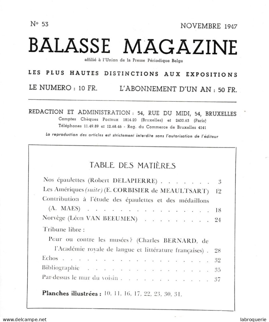 LIT - BALASSE MAGAZINE - N°53 - Französisch (ab 1941)