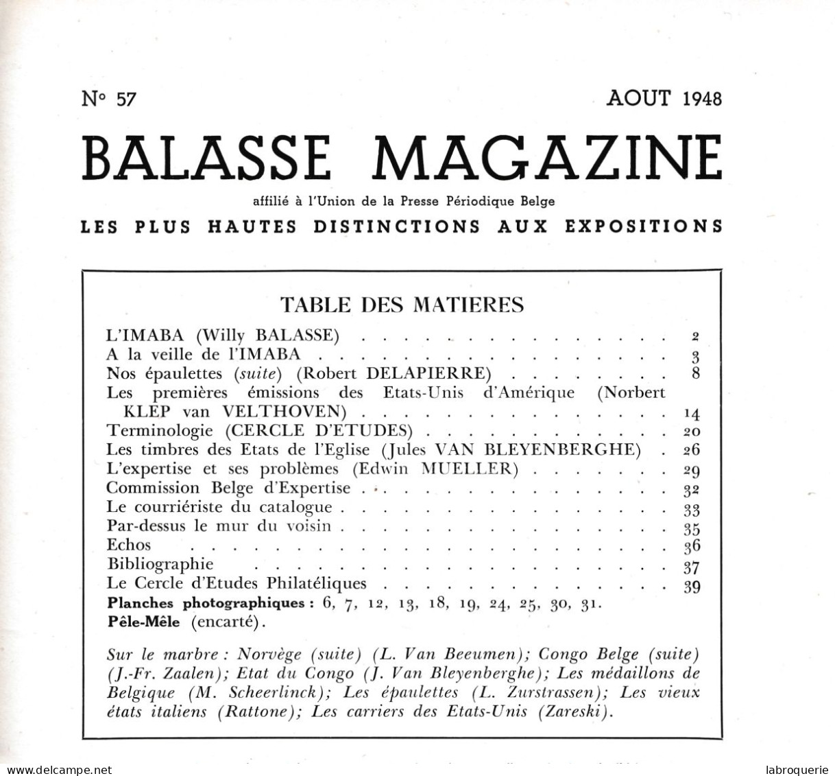 LIT - BALASSE MAGAZINE - N°57 - Français (àpd. 1941)