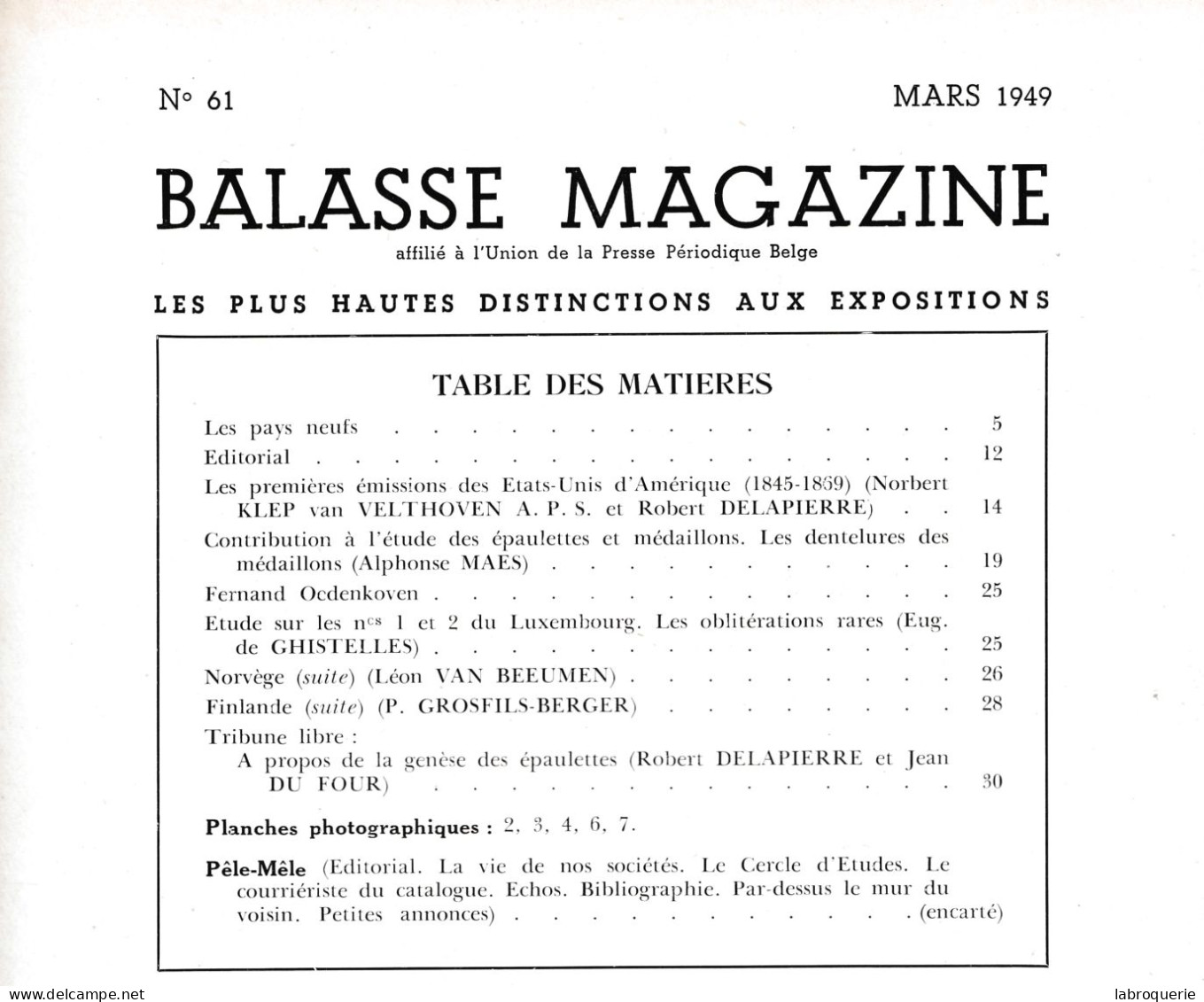 LIT - BALASSE MAGAZINE - N°61 - Français (àpd. 1941)