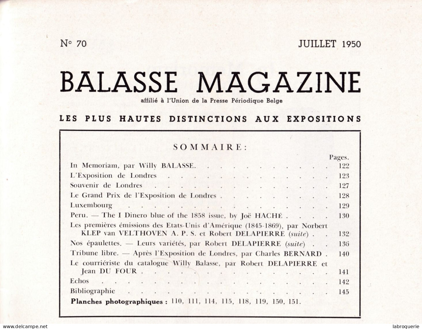 LIT - BALASSE MAGAZINE - N°70 - Francesi (dal 1941))