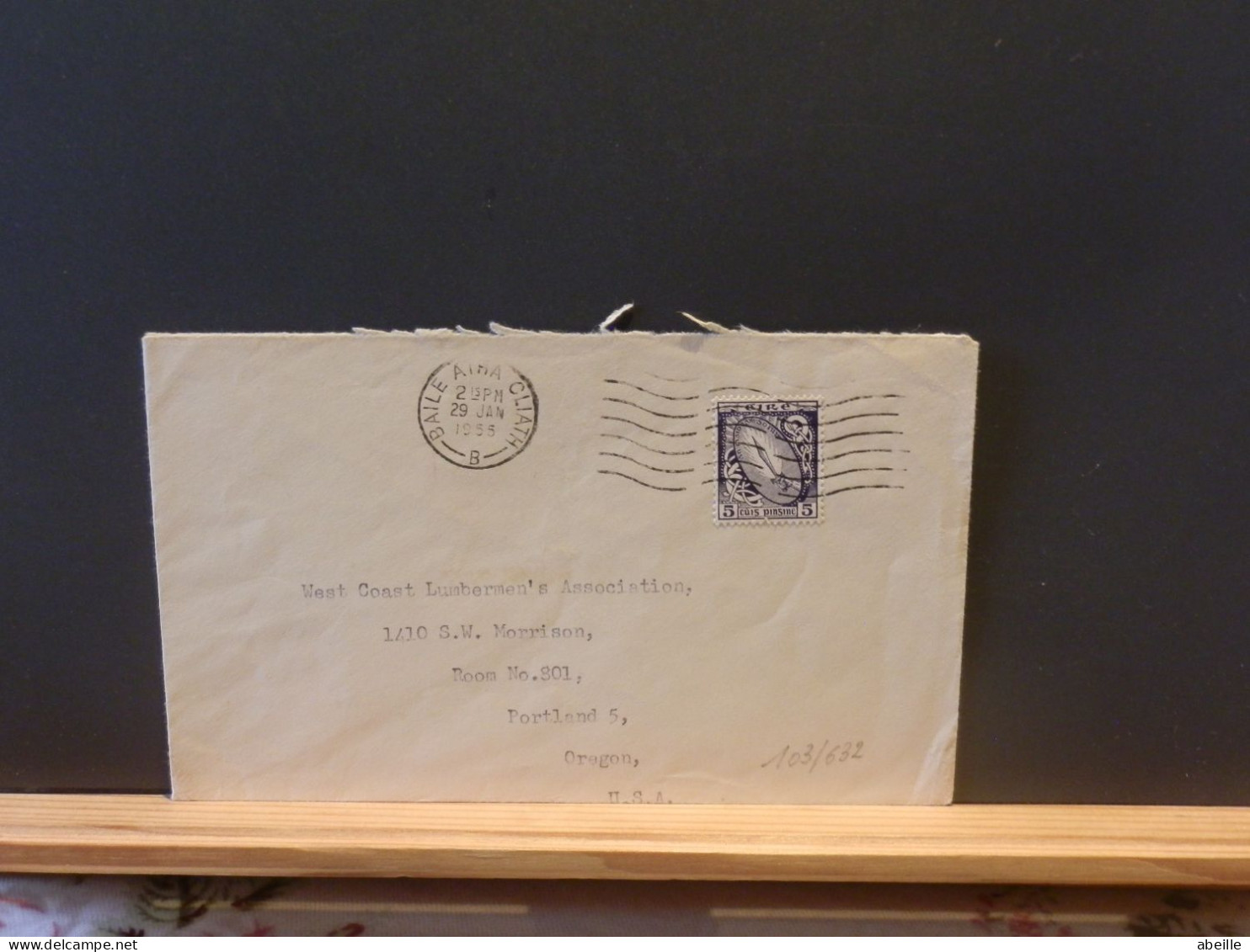 103/632  LETTRE EIRE POUR USA 1955 - Cartas & Documentos