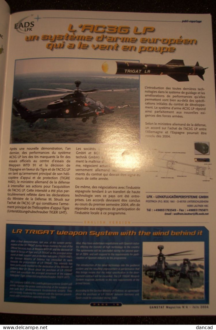 ALAT   - GAMSTAT  N° 4 -( 2004 ) -  TIGRE - NH 90 - HELICOPTERE  - MILITARIA - ( Pas De Reflet Sur L'original ) - Aviación