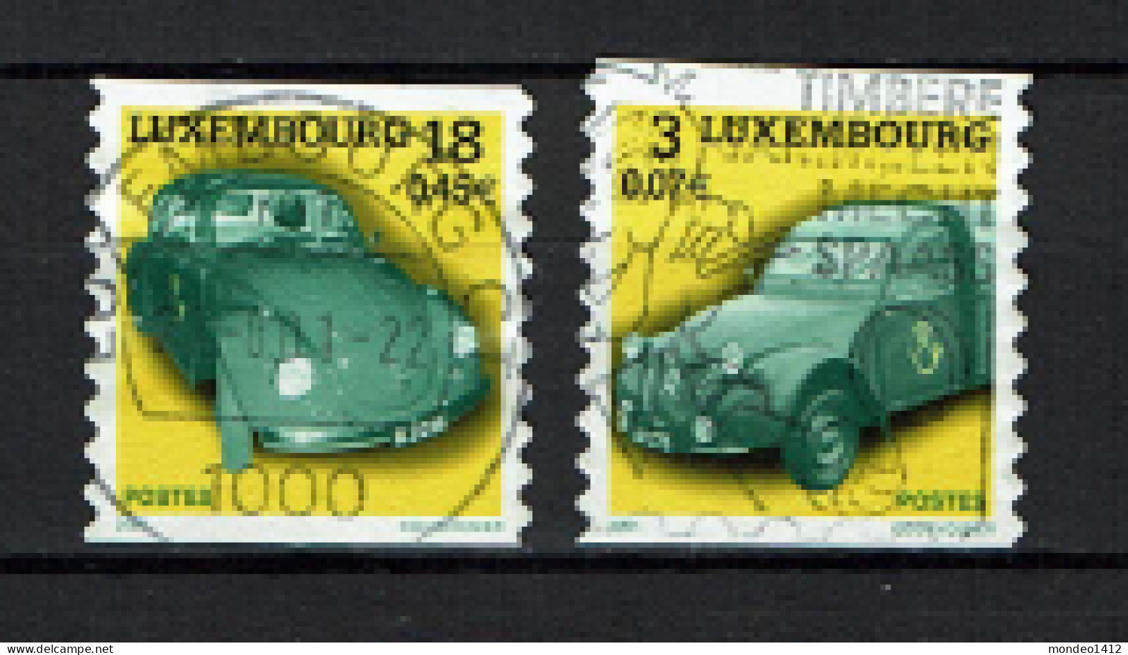 Luxembourg 2001 - YT 1487/1488 - Voiture Postale, Postal Service Cars - Self-Adhesive, Citroën, Volkswagen Kever - Oblitérés