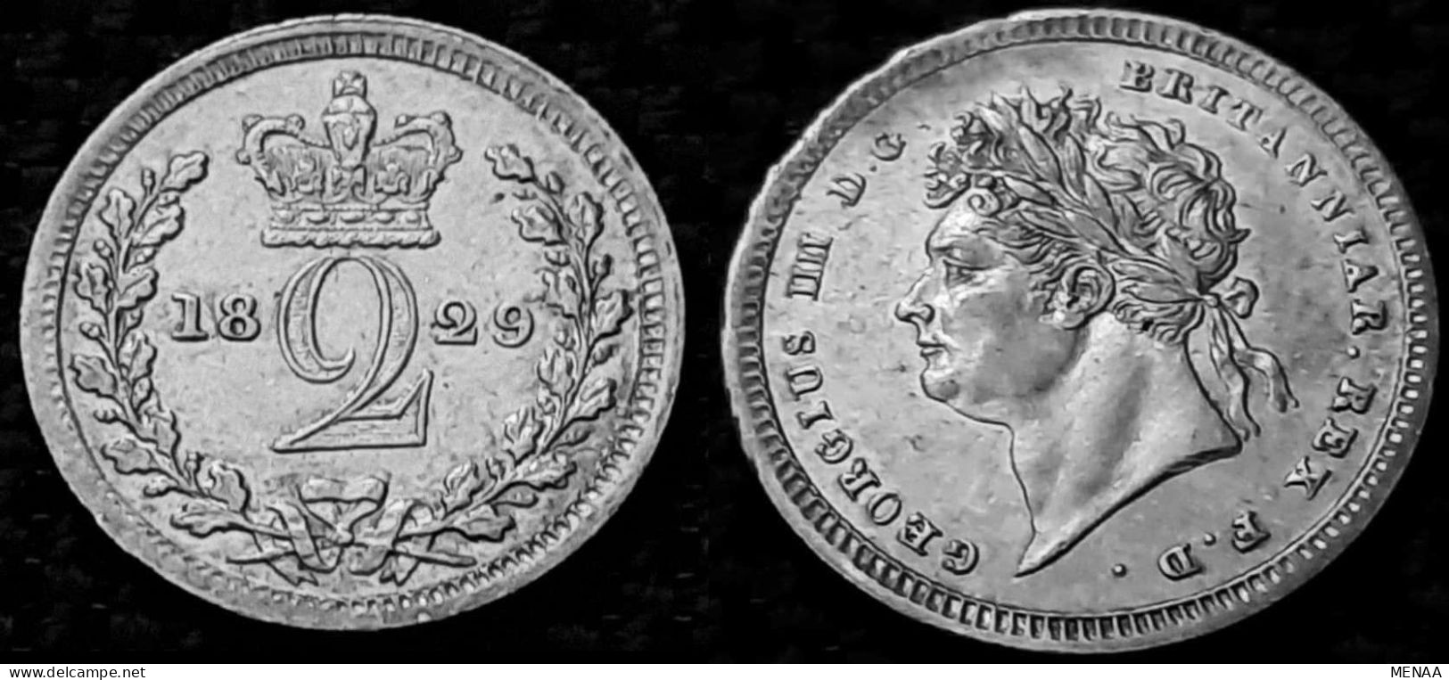GREAT BRITAIN - 2 Pence - George IIII 1829- UNC-silver -KM# 684 - E. 1 1/2 - 2 Pence