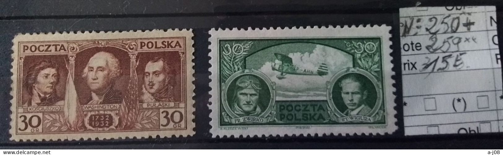 POLOGNE Neufs** No 250**+259** - Nuevos