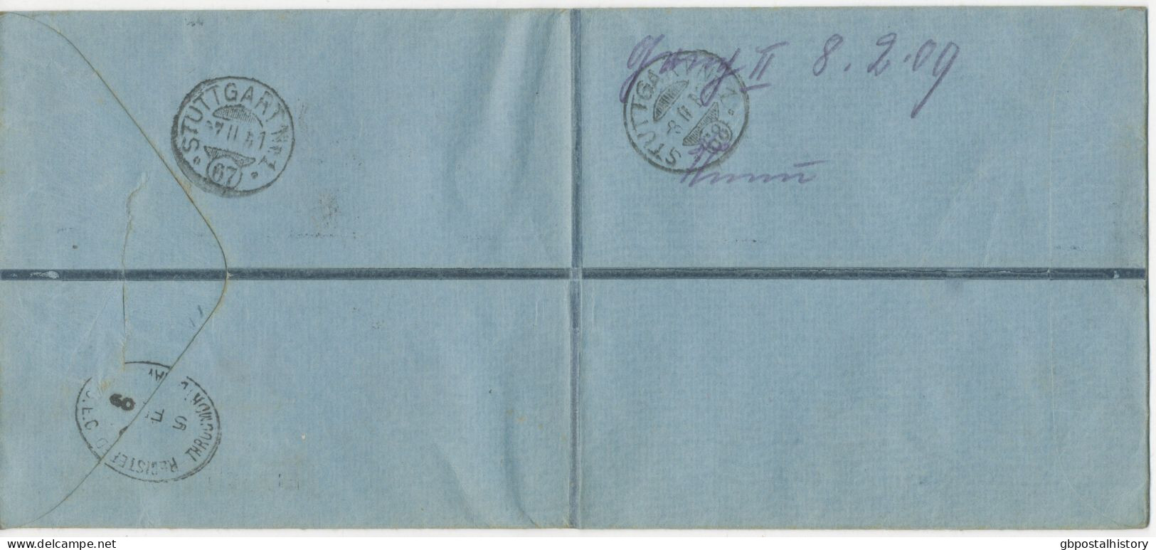 GB 1909, EVII Compound Stamping 4d Orange And ½d Blue-green Large Stamped To Order Postal Stationery Registered Envelope - Storia Postale