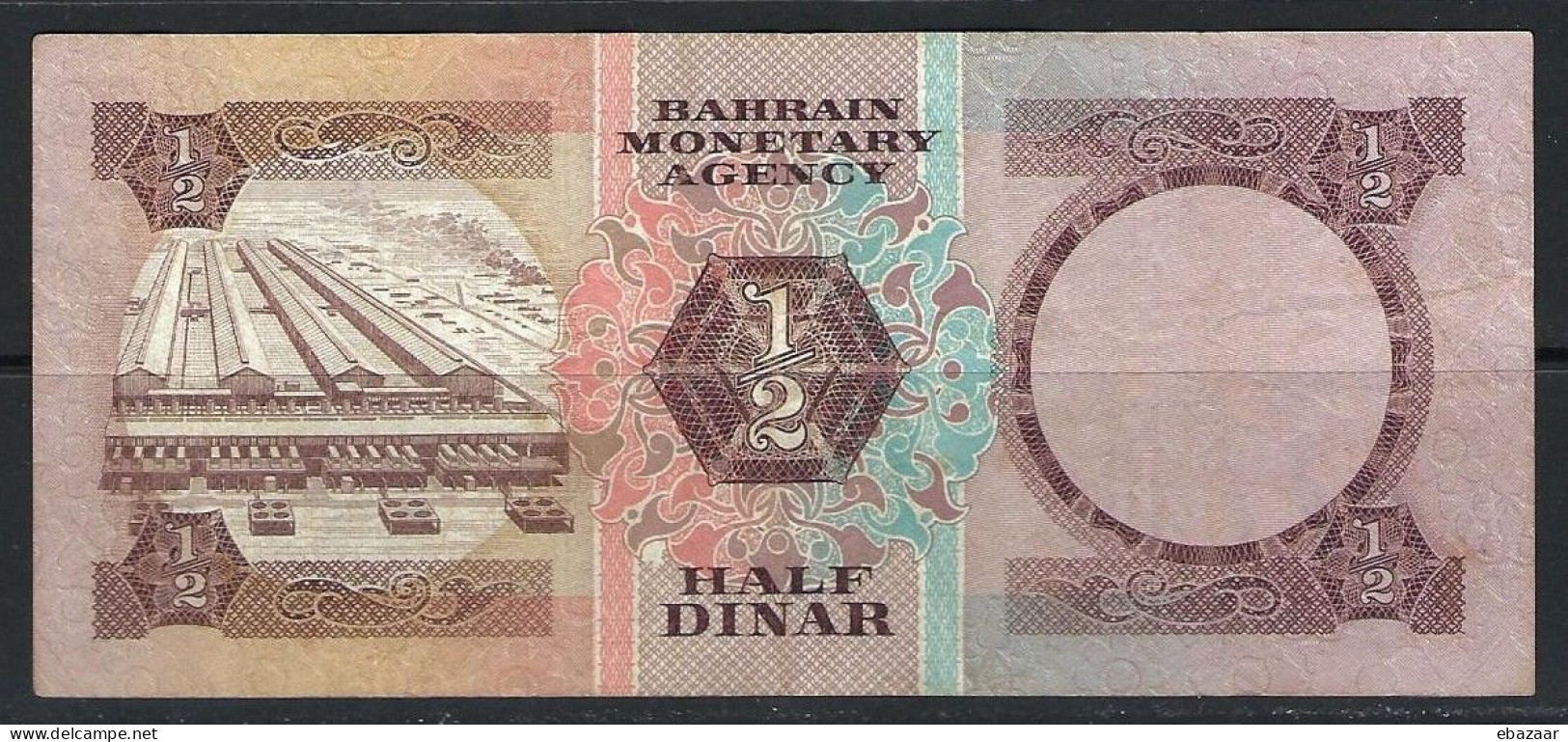 Bahrain Monetary Agency 1973 Banknote 500 Fils 1/2 Dinar P-7 Circulated - Bahreïn