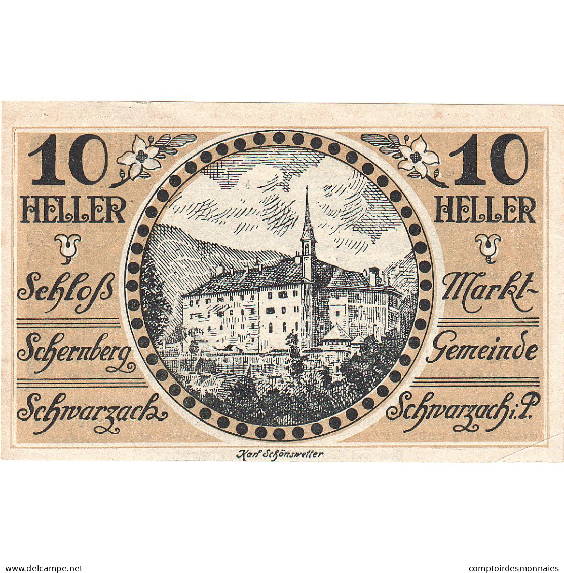 Autriche, Schwarzach, 10 Heller, Monastère, 1920, 1920-12-31, SPL, Mehl:FS 978 - Oesterreich