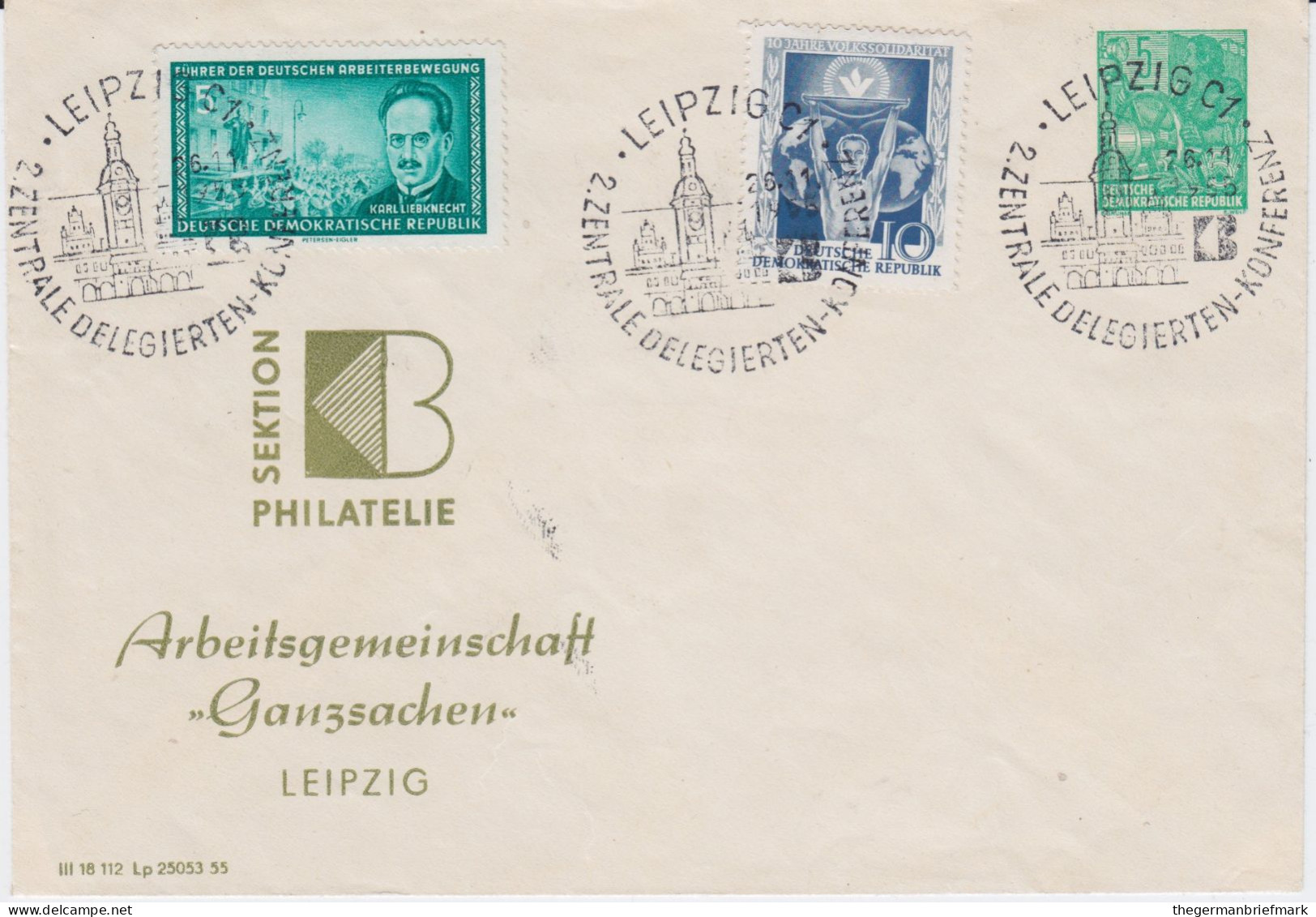 DDR Privatganzsache PU 10/4 ZF SSt Leipzig 1955 - Enveloppes Privées - Oblitérées