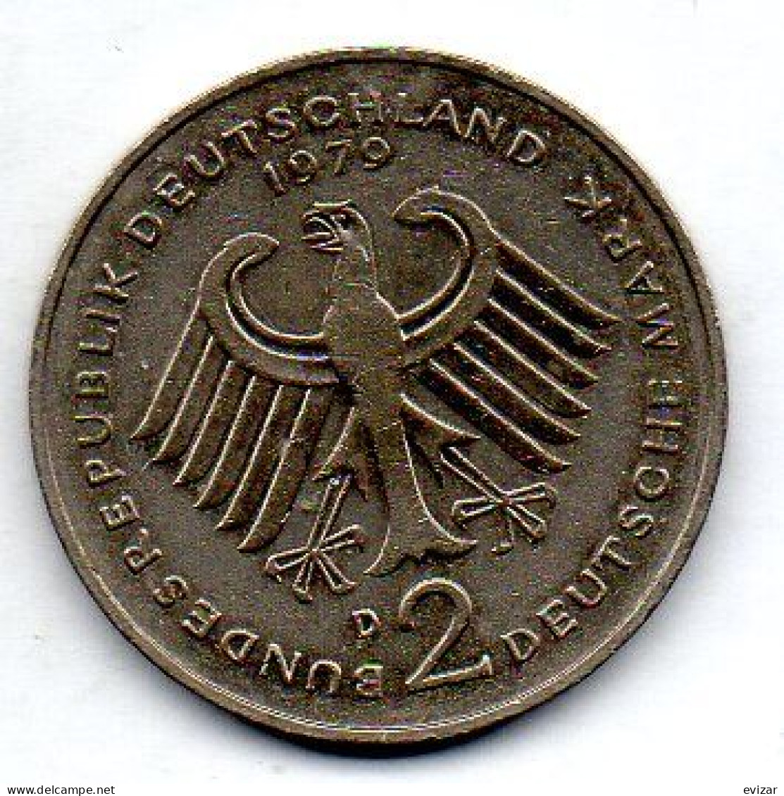 GERMANY - FEDERAL REPUBLIC, 2 Mark, Copper-Nickel, Year 1979-D, KM # 124 - 2 Marchi