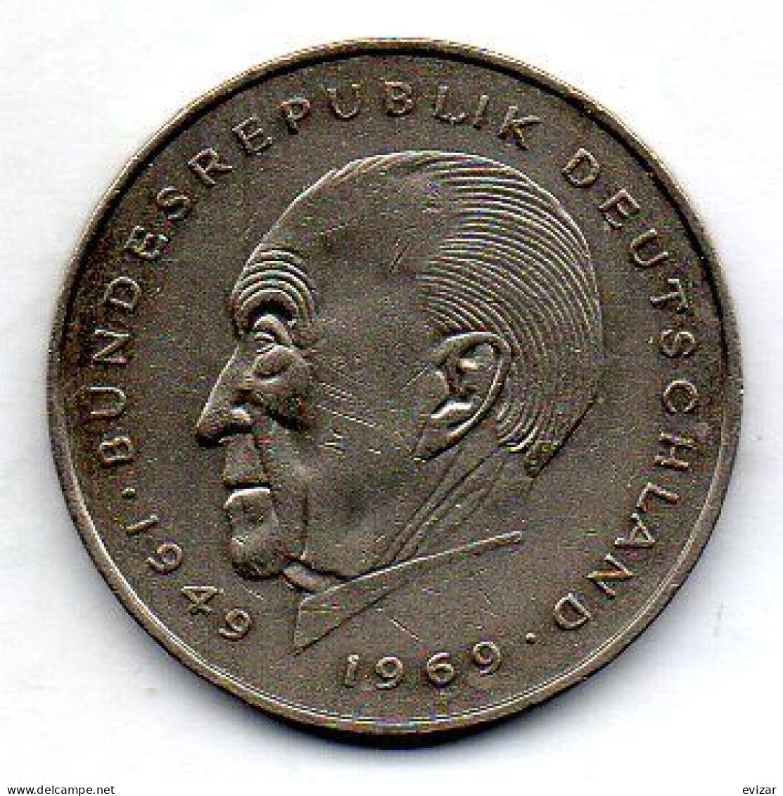 GERMANY - FEDERAL REPUBLIC, 2 Mark, Copper-Nickel, Year 1977-J, KM # 124 - 2 Marcos