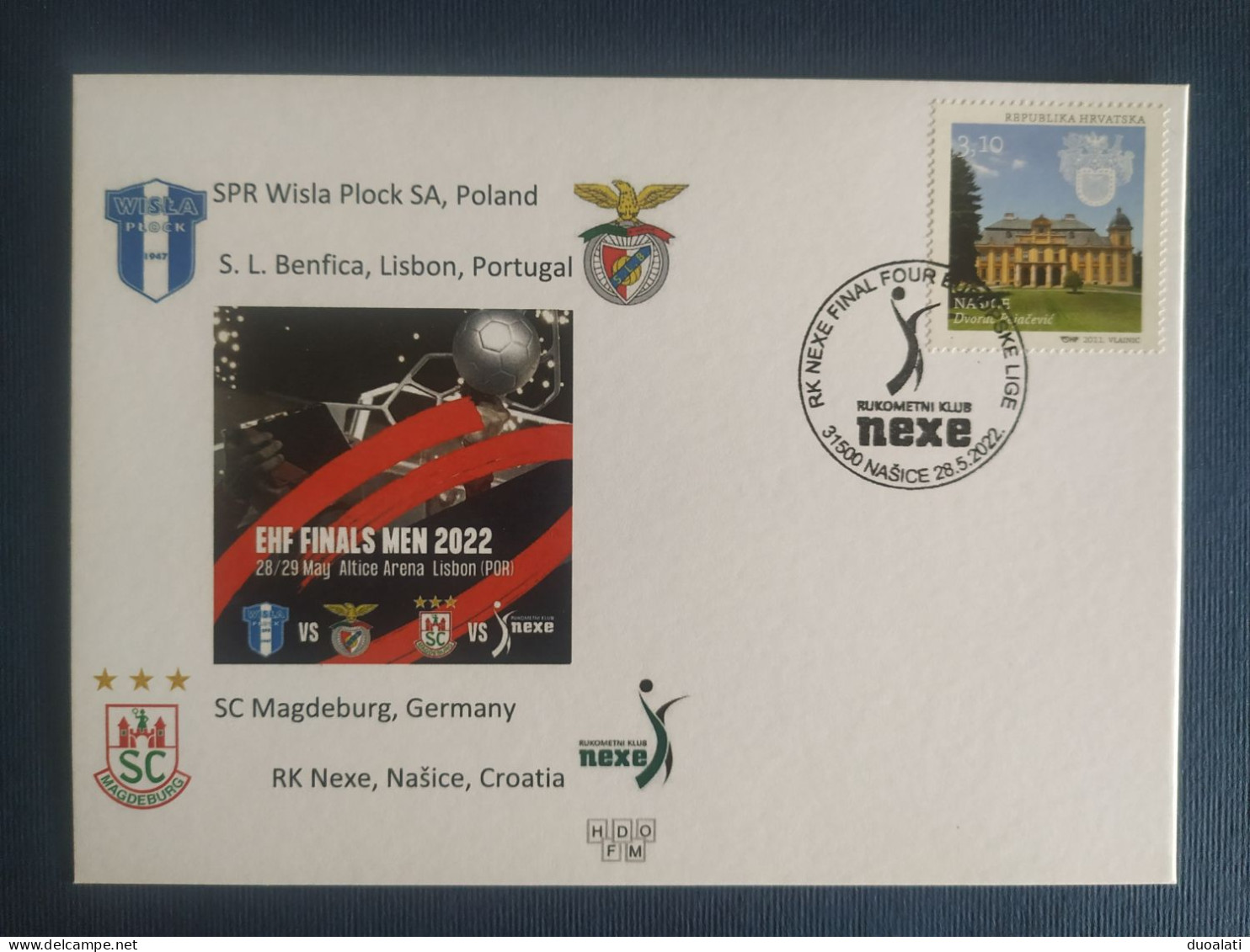 Croatia 2022 Handball EHF Finals Men Portugal Benfica Wisla Plock SC Magdeburg Nexe Stationery & Commemorative Postmark - Pallamano