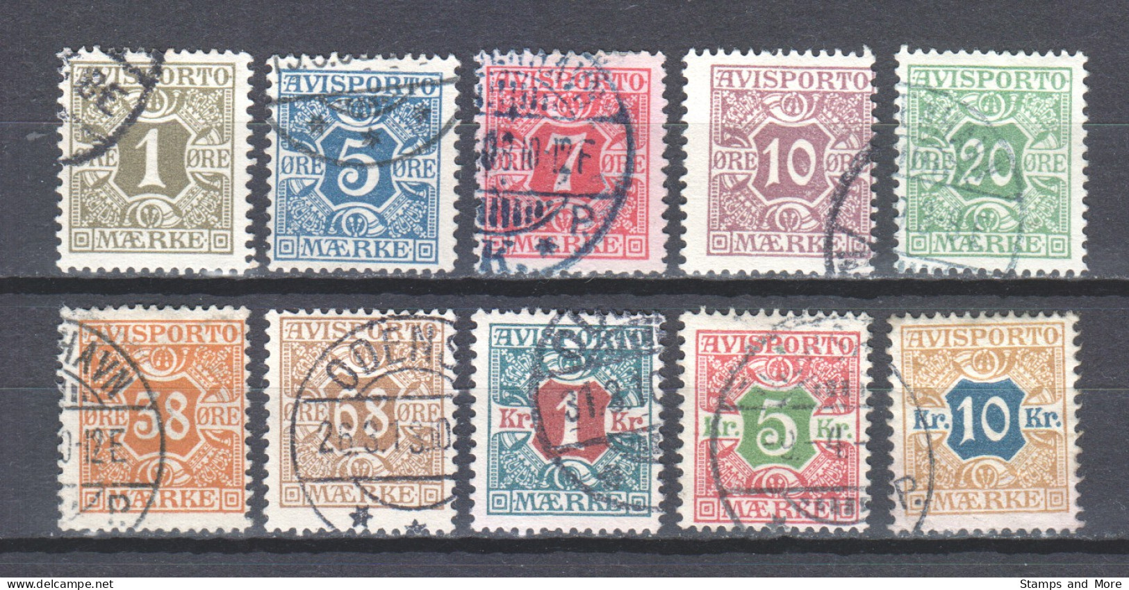 Denmark 1907 Verrechnungsmarken Mi 1-10X Canceled  - Dienstzegels