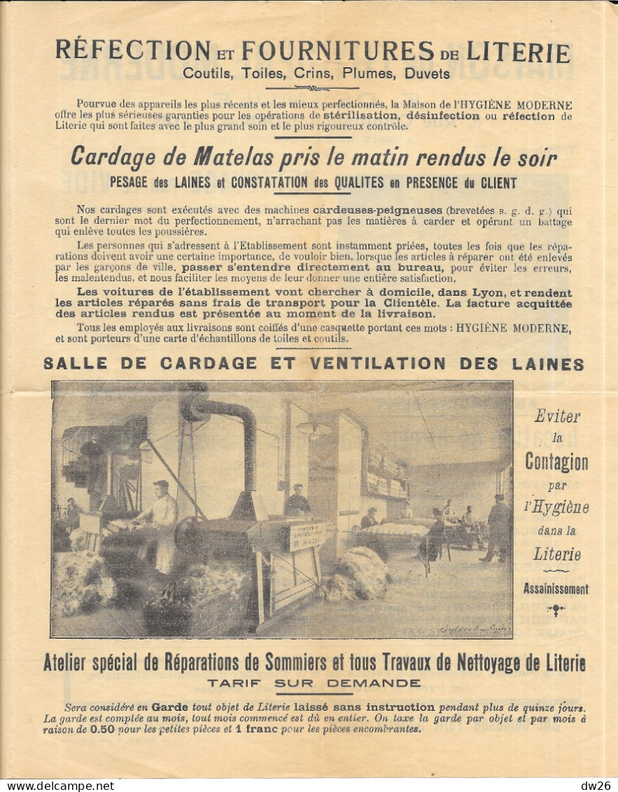 Publicité Maison De L'Hygiène Moderne E. Desmules, Lyon - Cardage De Matelas, Fabrication Literie - 4 Pages - Reclame