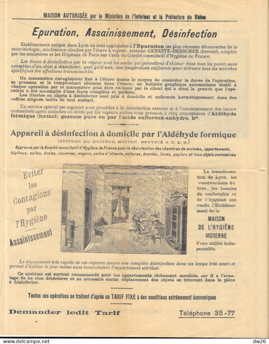 Publicité Maison De L'Hygiène Moderne E. Desmules, Lyon - Cardage De Matelas, Fabrication Literie - 4 Pages - Reclame