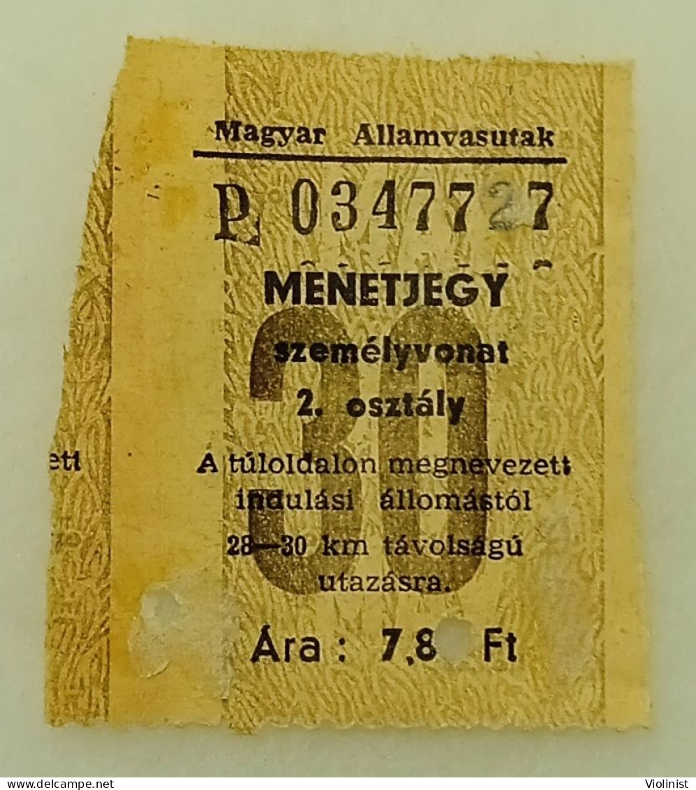 Hungary-old Ticket With AB Stamp-Magyar Allamvasutak 0347722 MENETJEGY Személyvonat 2. Osztály-1963. - Europe