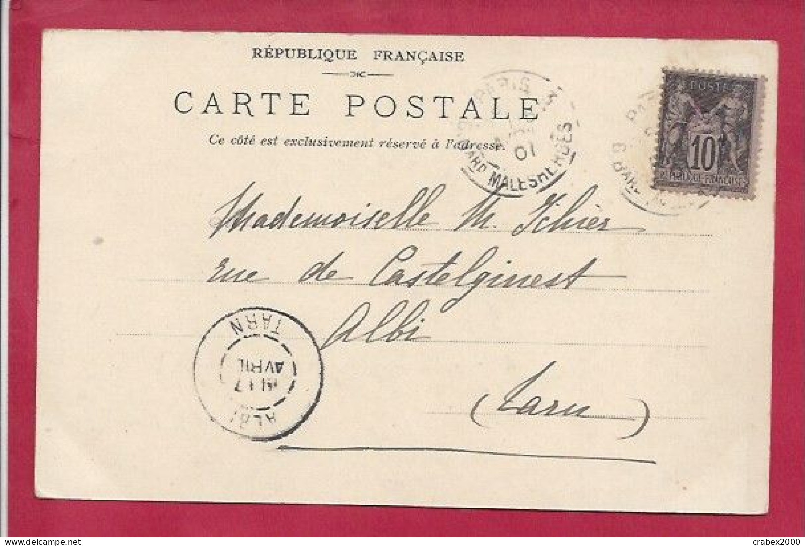 Y&T N°103     PARIS    Vers   ALBI      1901 - Cartas & Documentos