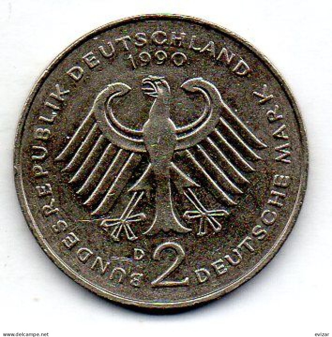 GERMANY - FEDERAL REPUBLIC, 2 Mark, Copper-Nickel, Year 1990-D, KM # 175 - 2 Mark