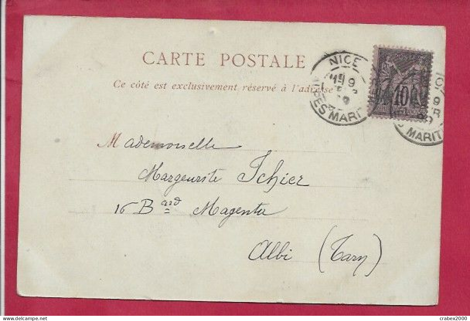 Y&T N°103    NICE   Vers   ALBI  1899 - Lettres & Documents