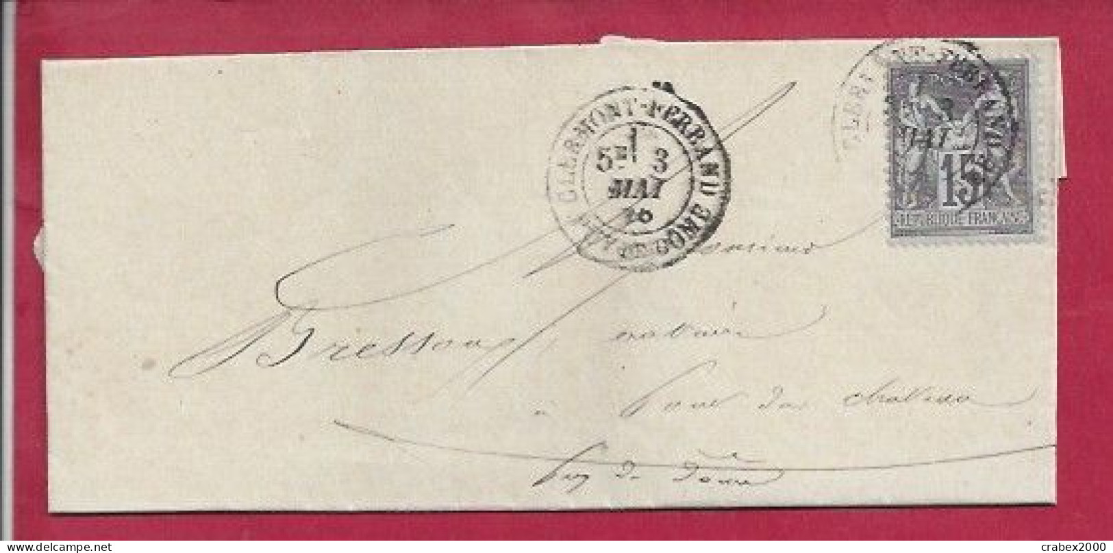 Y&T N°77 LAC  CLERRMONT FERRAND   Vers   TOUR DU CHATEAU 1878 - Cartas & Documentos