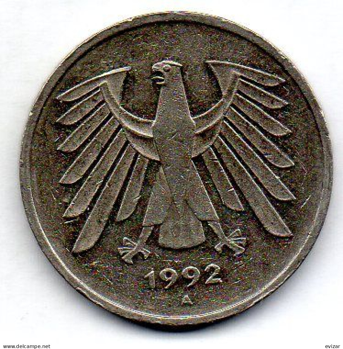 GERMANY - FEDERAL REPUBLIC, 5 Mark, Copper-Nickel, Year 1992-A, KM # 140.1 - 5 Mark