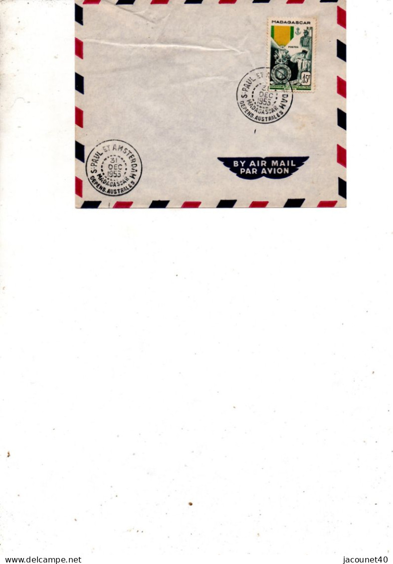 Taaf  Saint Paul Et Amsterdam Lettre  31 12 1953 Passage Saint Marcouf +Griffe Ile Amterdam Fin De La 3ieme Misssions - ...-1955 Prephilately