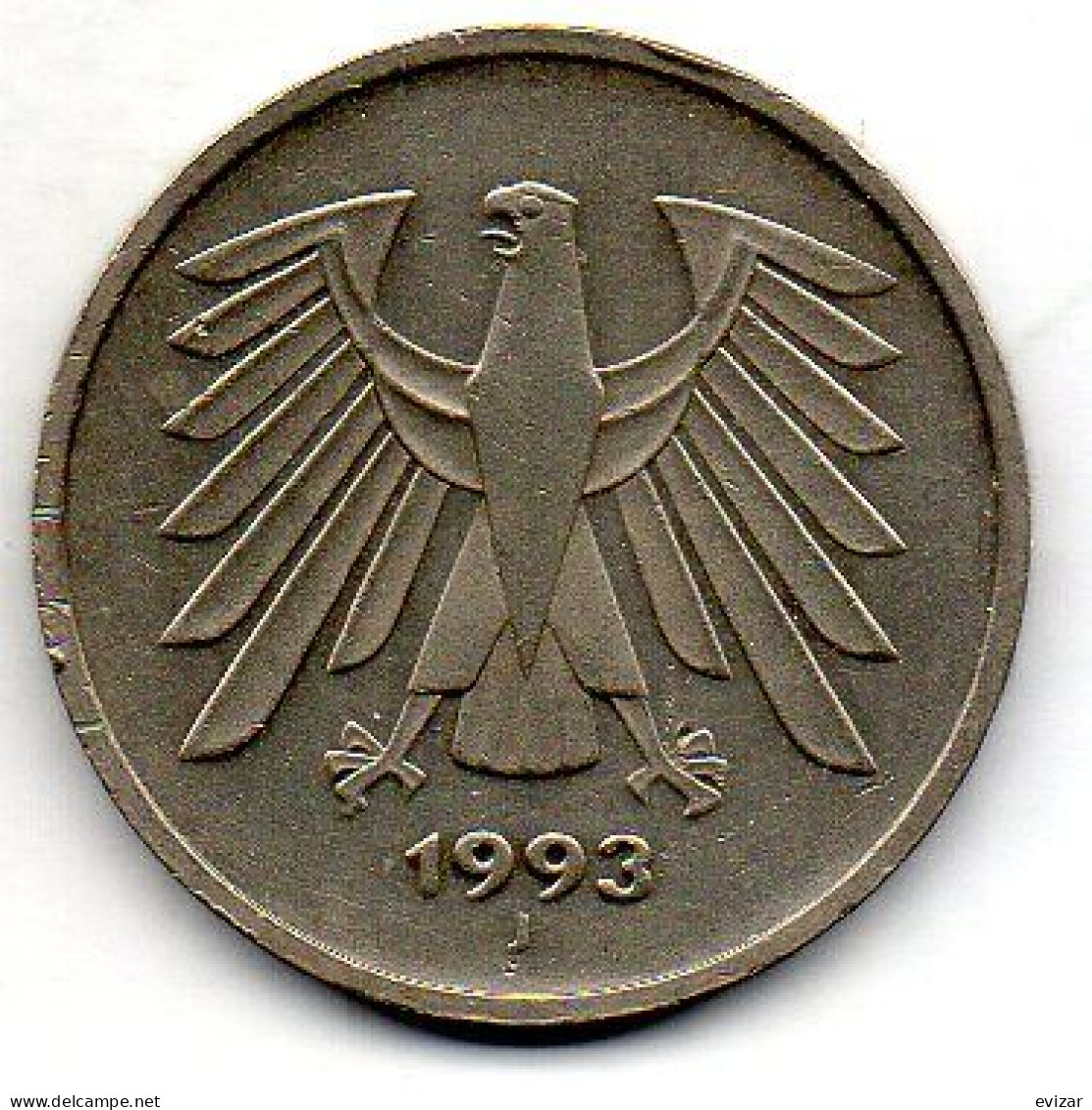 GERMANY - FEDERAL REPUBLIC, 5 Mark, Copper-Nickel, Year 1993-J, KM # 140.1 - 5 Mark