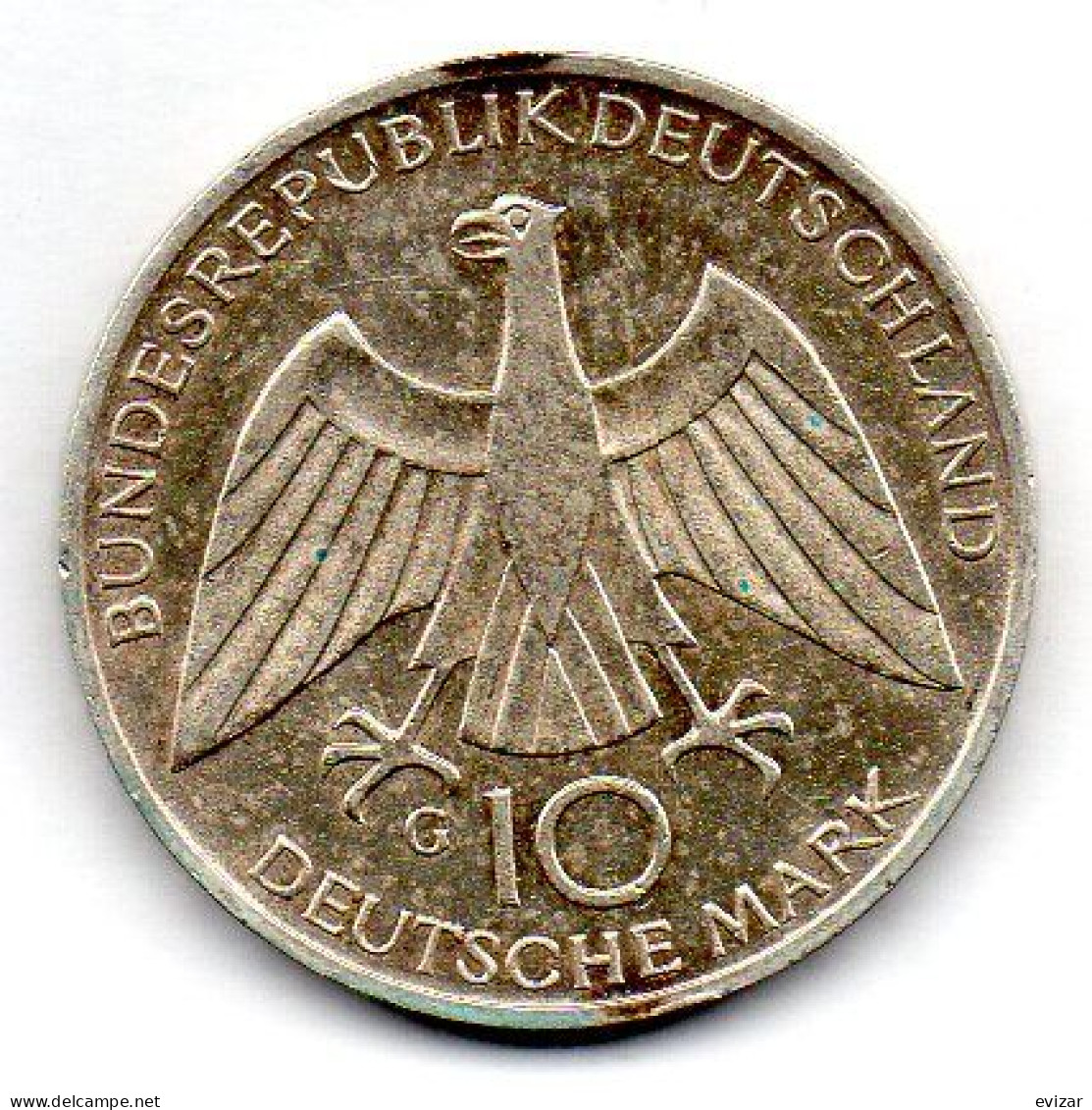 GERMANY - FEDERAL REPUBLIC, 10 Mark, Silver, Year 1972-G, KM # 131 - 10 Mark