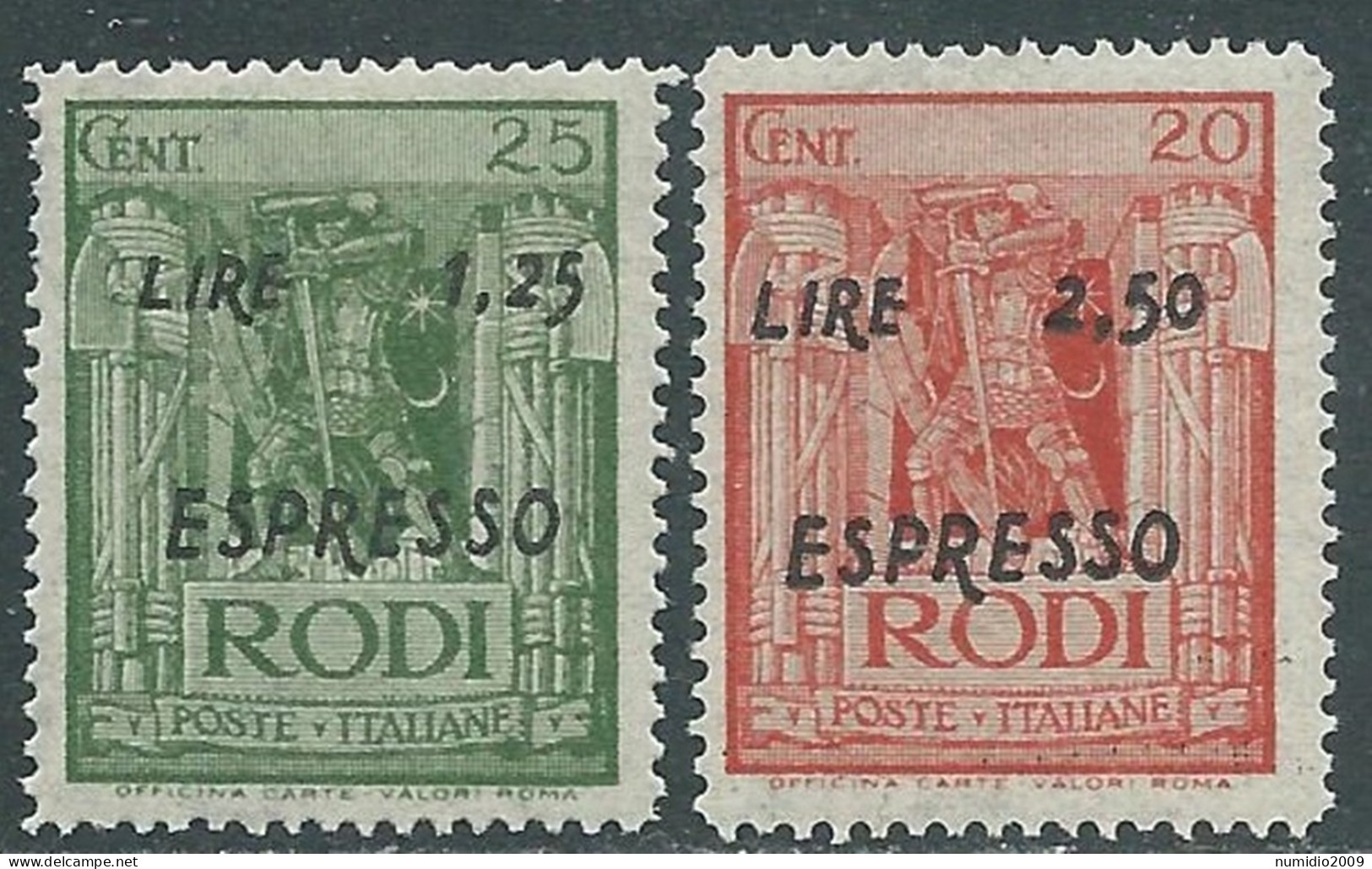 1944 OCCUPAZIONE TEDESCA EGEO ESPRESSO 2 VALORI MNH ** - RC15-4 - Ägäis (Dt. Bes.)