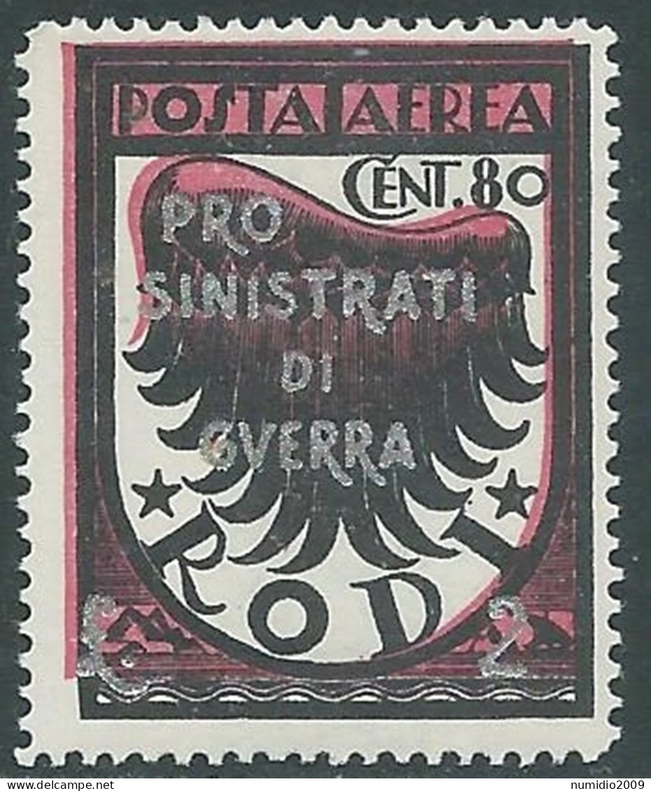 1944 OCCUPAZIONE TEDESCA EGEO POSTA AEREA 80 CENT + 2 LIRE MNH ** - RC15-10 - Aegean (German Occ.)