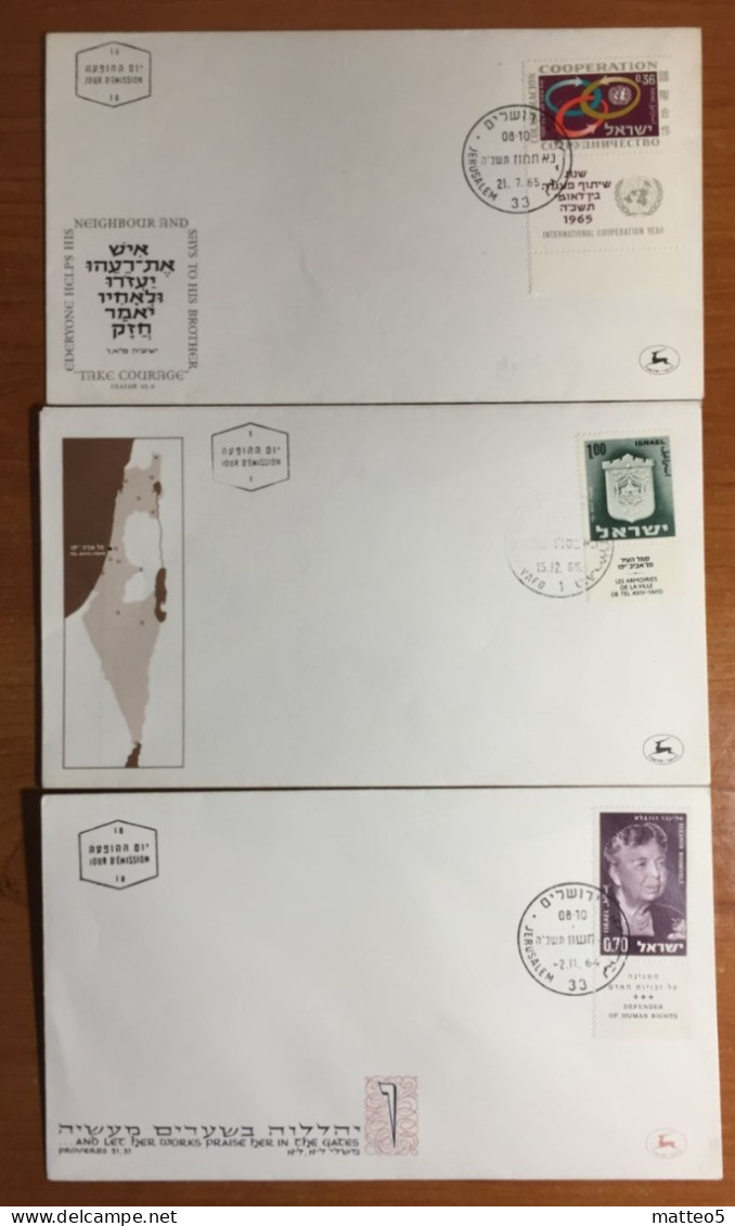 1965 Israel - Anna Eleanor Roosevelt, Town Emblems, International Cooperation Year - 102 - Cartas & Documentos