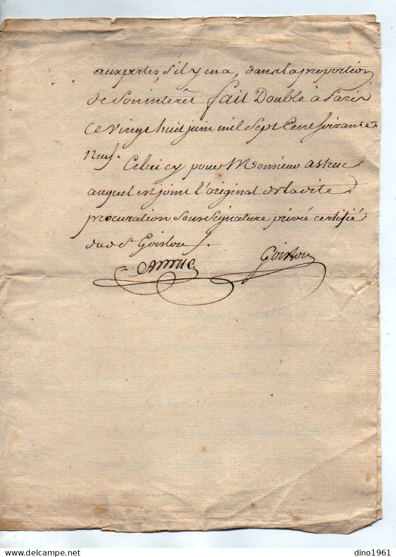 VP22.706 - PARIS X BITCHE - Acte & Procuration 1769 - Entre Mrs ALATERRE, Fermier Général, REICH & PECHEUR De SEUGNON - Manuscripts
