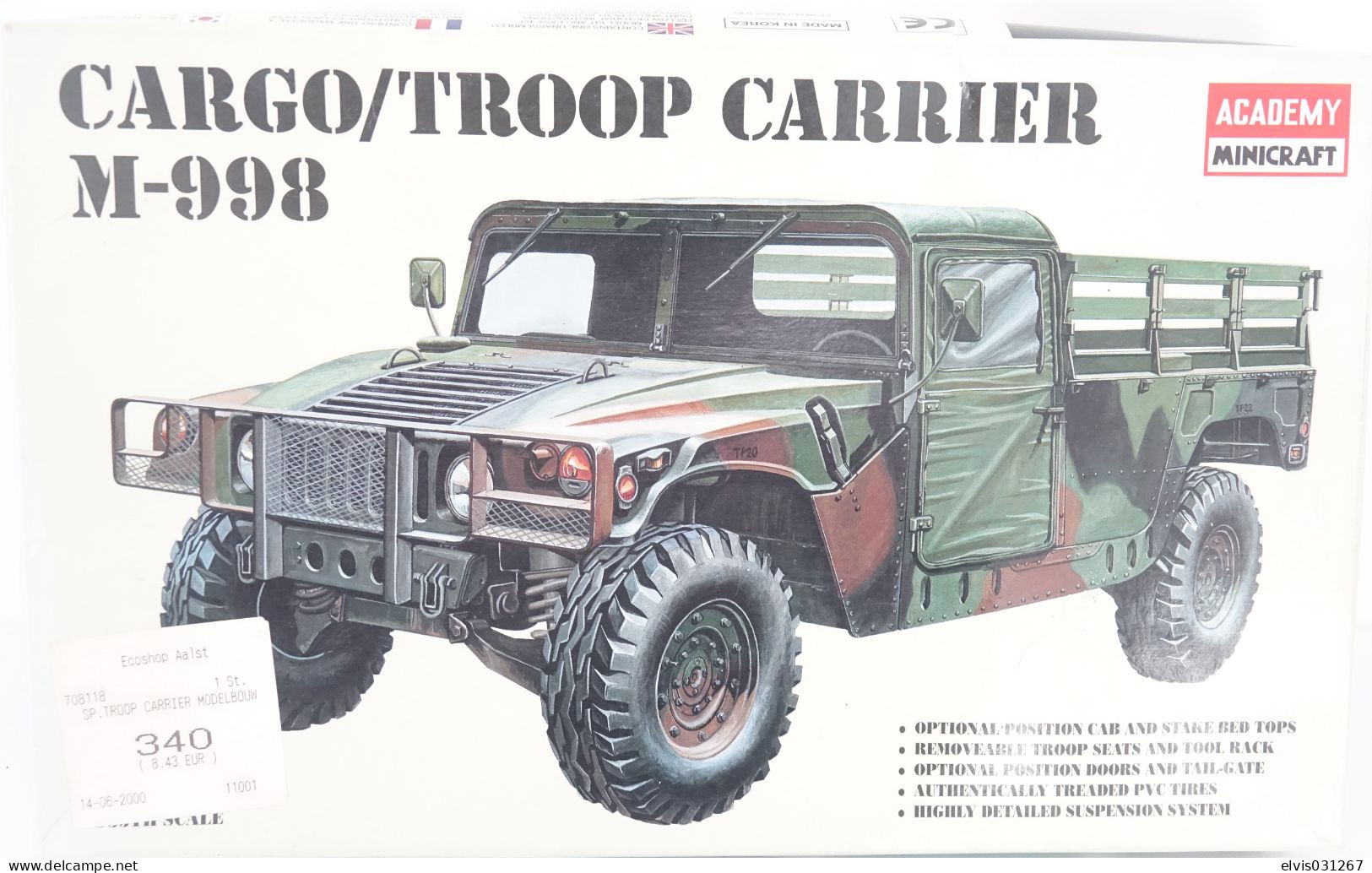 Model Kit - ACADEMY - Cargo Troop Carrier M-998, Scale 1/35, + Original Box - Vehículos Militares