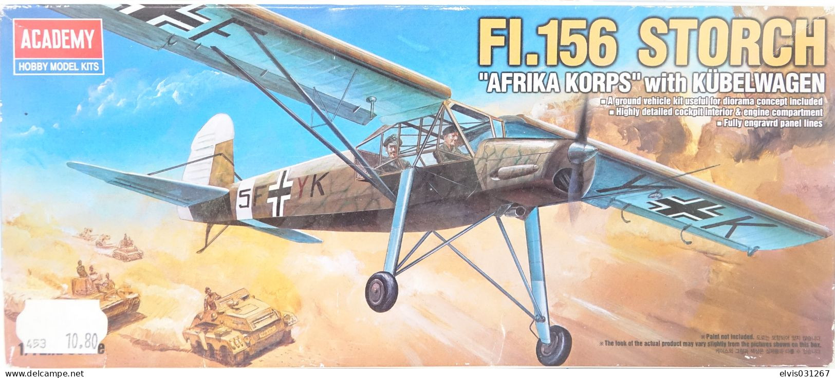 Model Kit - ACADEMY - Fi.156 Storch Afrika Korps With Kubelwagen, Scale 1/72, + Original Box - Véhicules Militaires