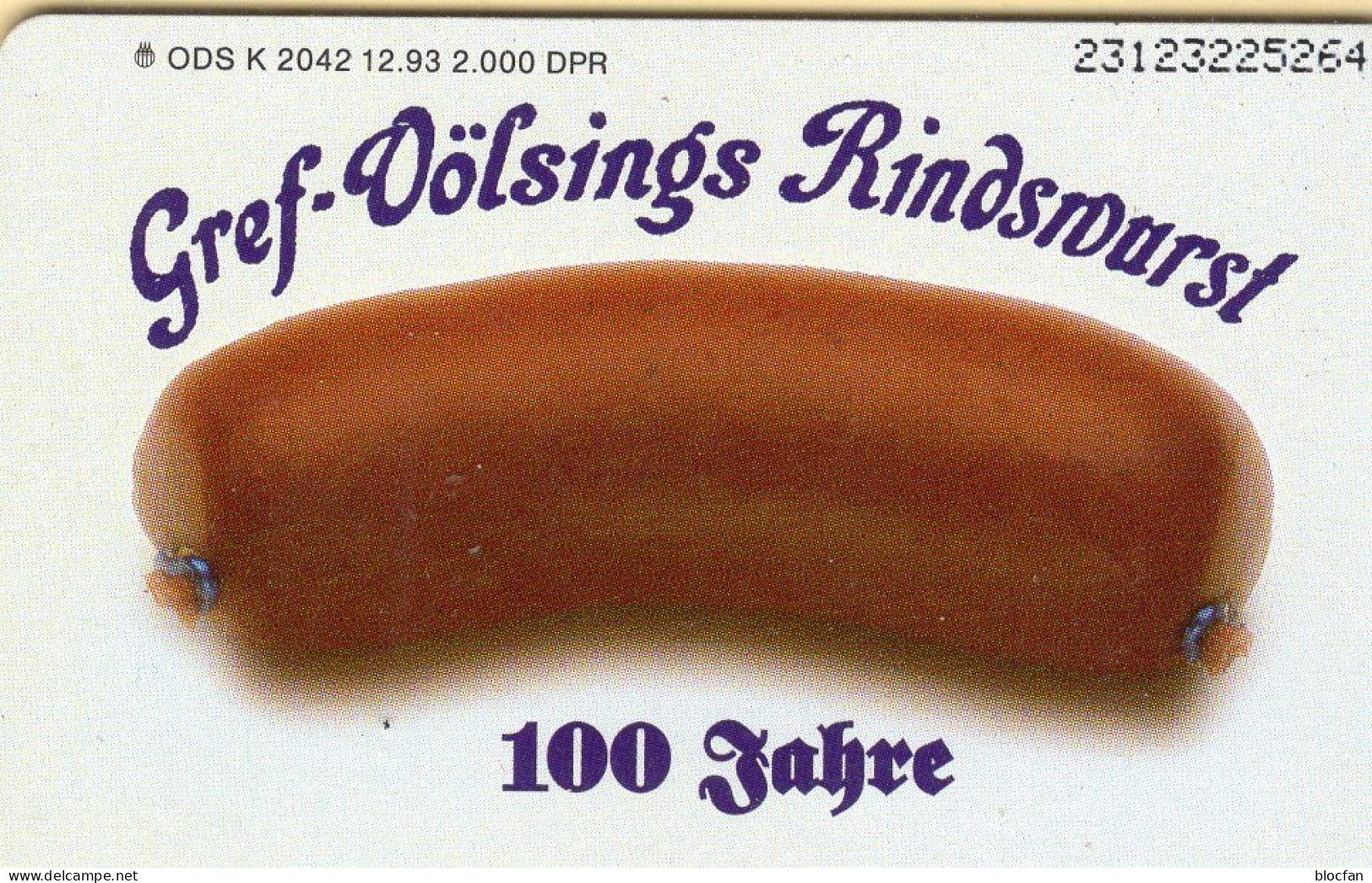 Dicke Wurst TK K2042/1993 O 30€ Gref-Völsings Rindswurst Frankfurt Telefon-Anschluß Gastronomie TC Telecard Of Germany - K-Serie : Serie Clienti