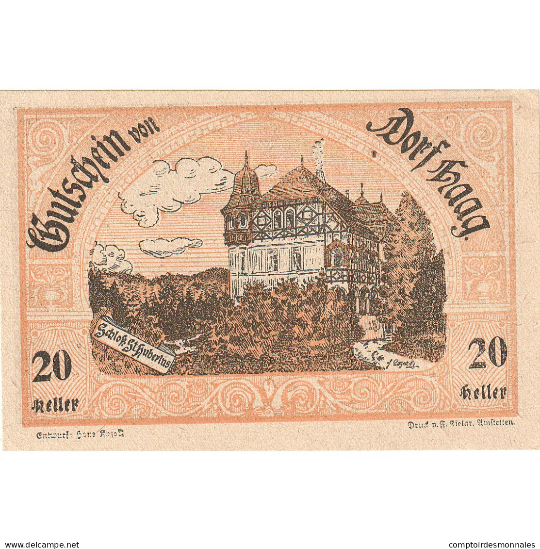 Autriche, Dorf Haag, 20 Heller, Auberge, 1920, 1920-12-30, SPL, Mehl:FS 317a - Oesterreich