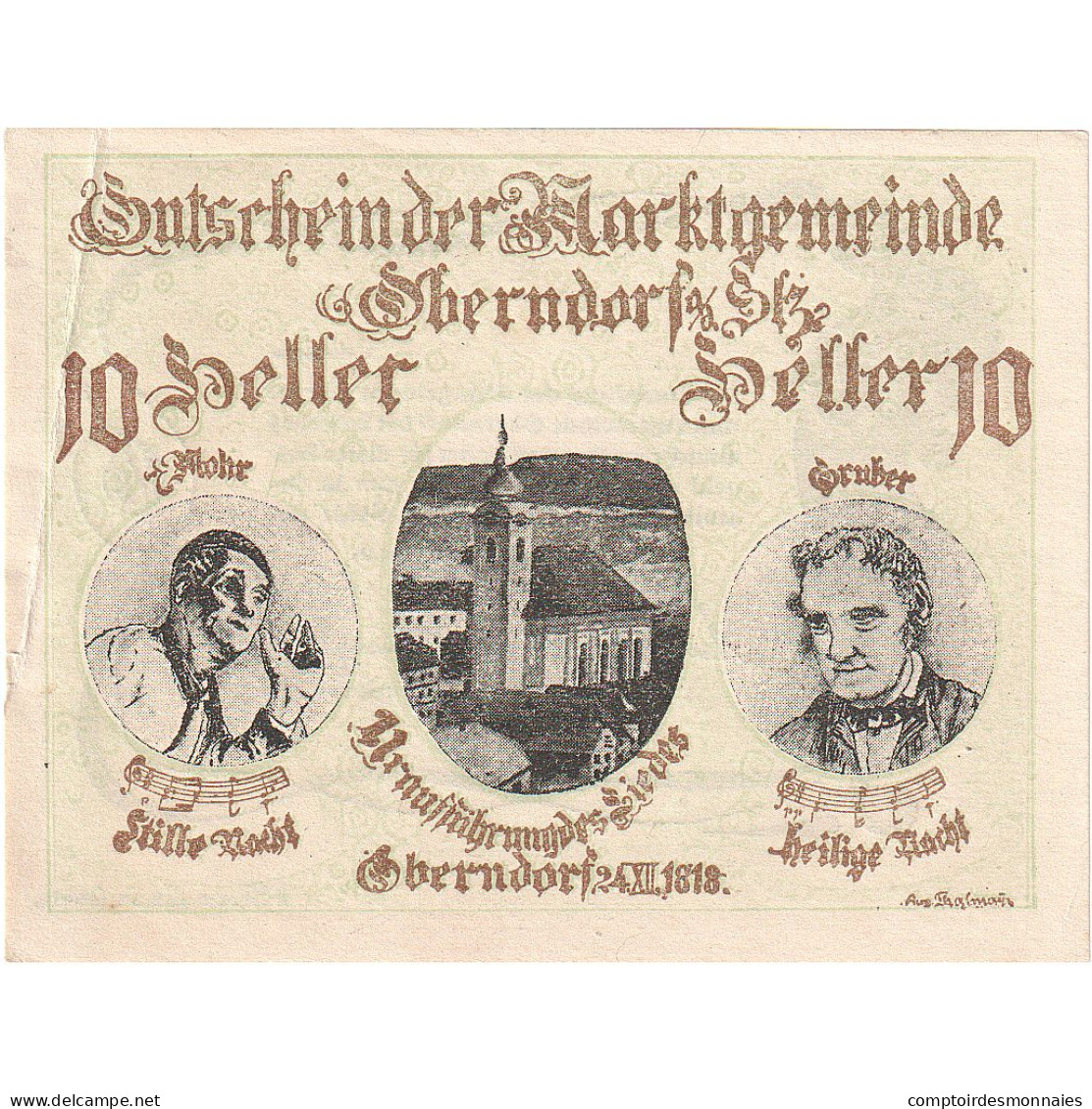 Autriche, Oberndorf, 10 Heller, Eglise, 1920, 1920-12-31, TTB+, Mehl:FS 690a - Oesterreich