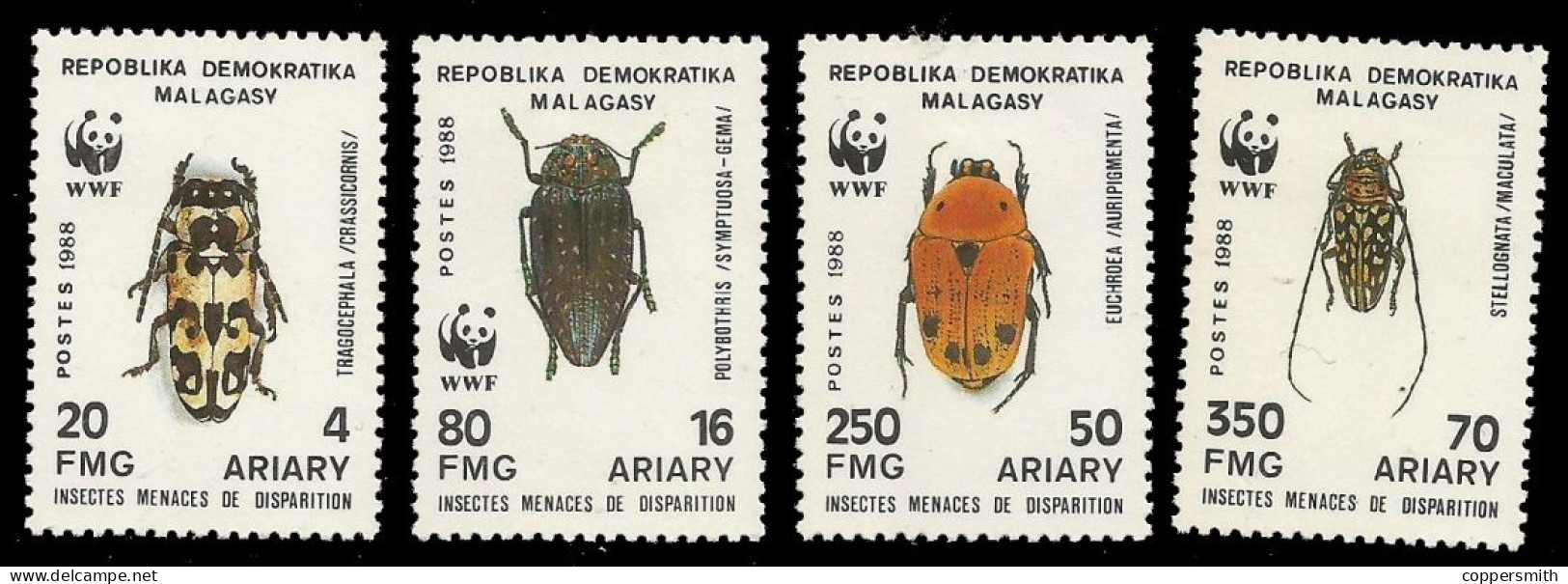 (030 *) Madagascar   WWF/ Fauna / Animals / Insects / Insectes / Rare  * / Mh  Michel 1157-60 - Autres & Non Classés