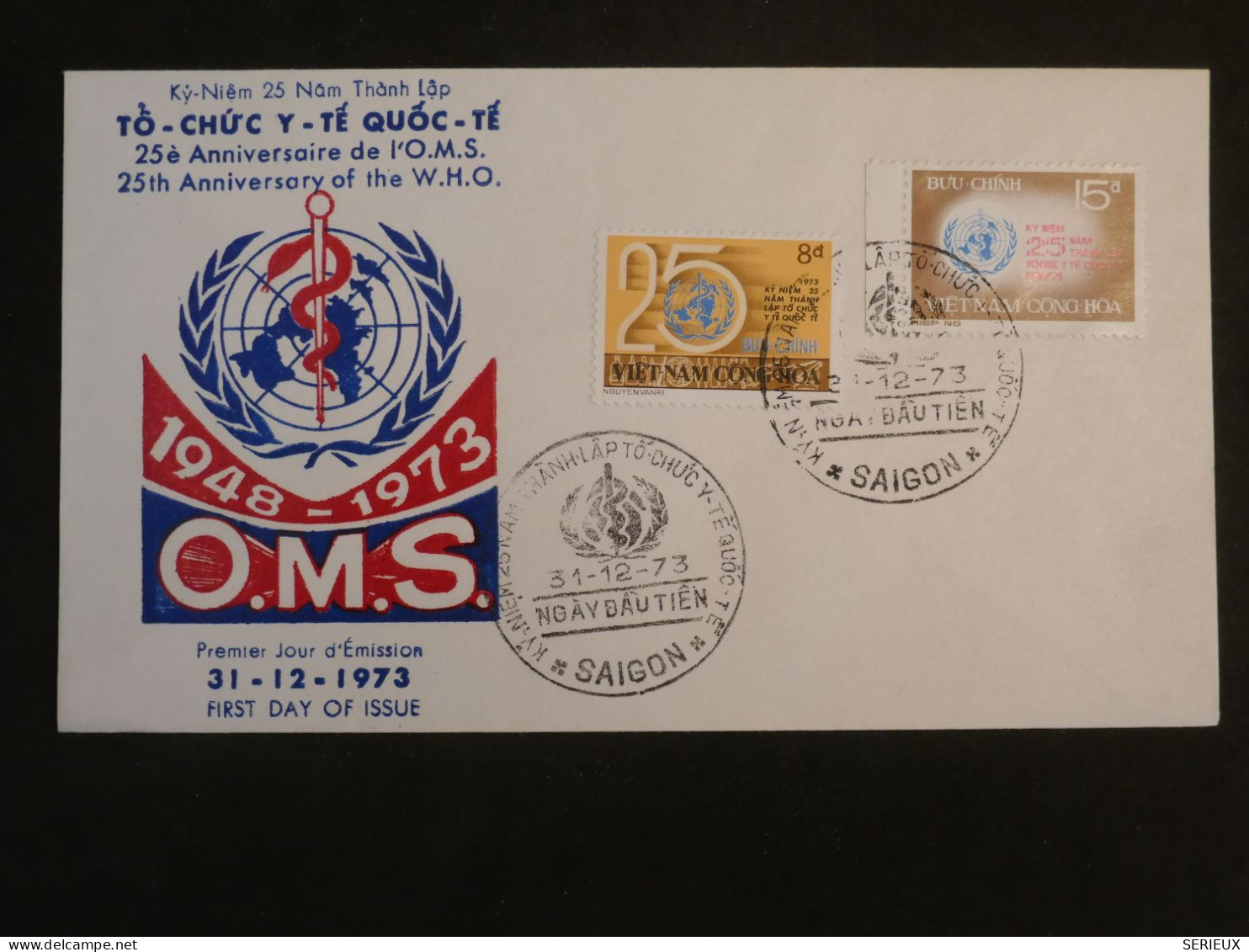 AJ0  VIETNAM  CONG HOA BELLE LETTRE FDC  1973 O.M.S BIRTHDAY. +AFF. PLAISANT+++ - Viêt-Nam