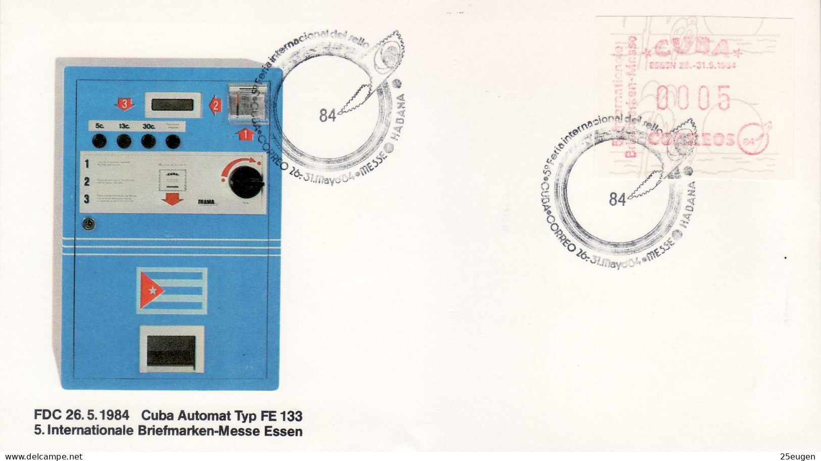 CUBA 1984 ATM No 1 COMMEMORATIVE COVER - Briefe U. Dokumente