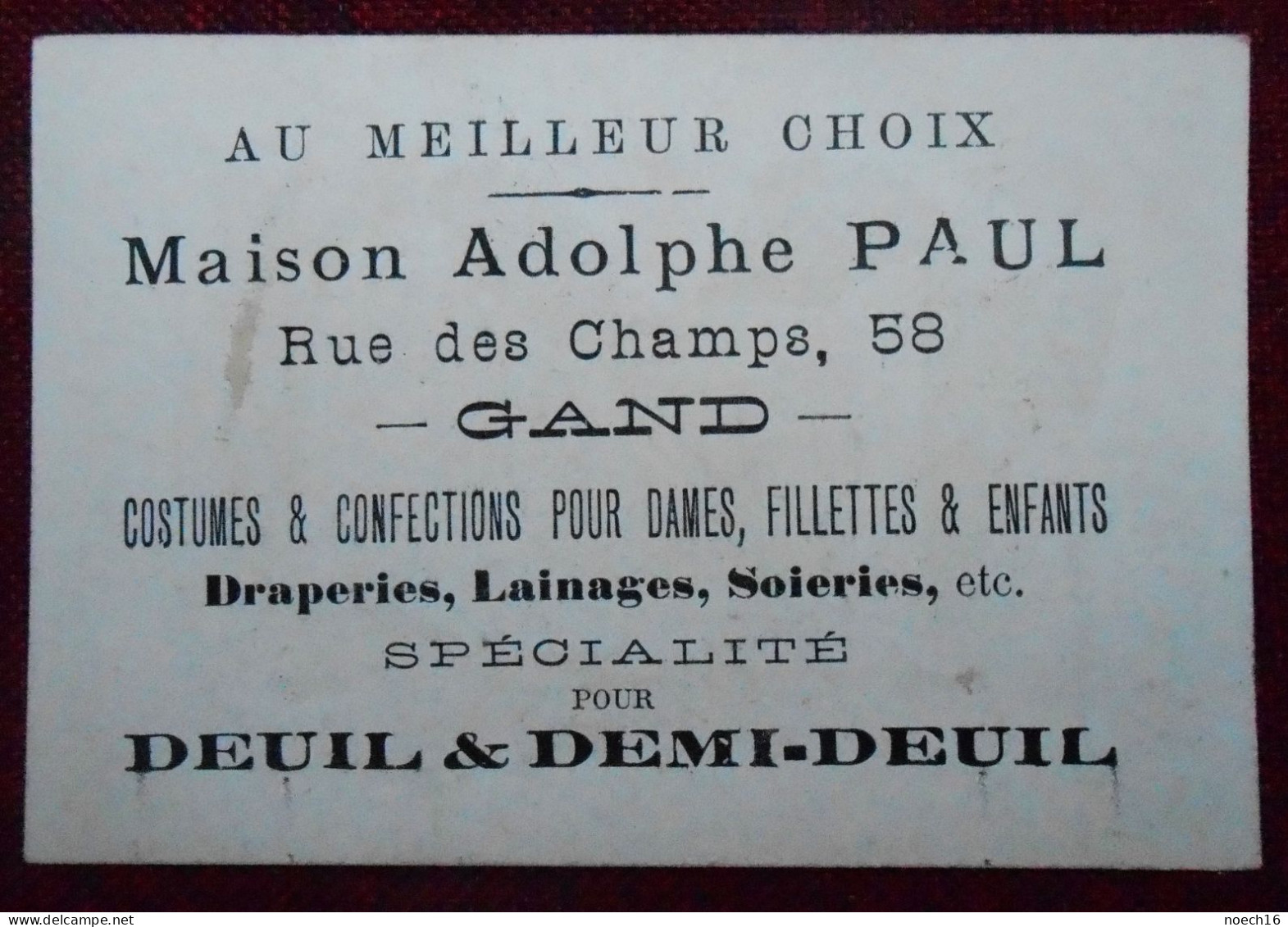 Chromo Publicité  Au Meilleur Choix, Maison Adolphe Paul, Rue Des Champs, Gand / Costumes Et Confections - Otros & Sin Clasificación