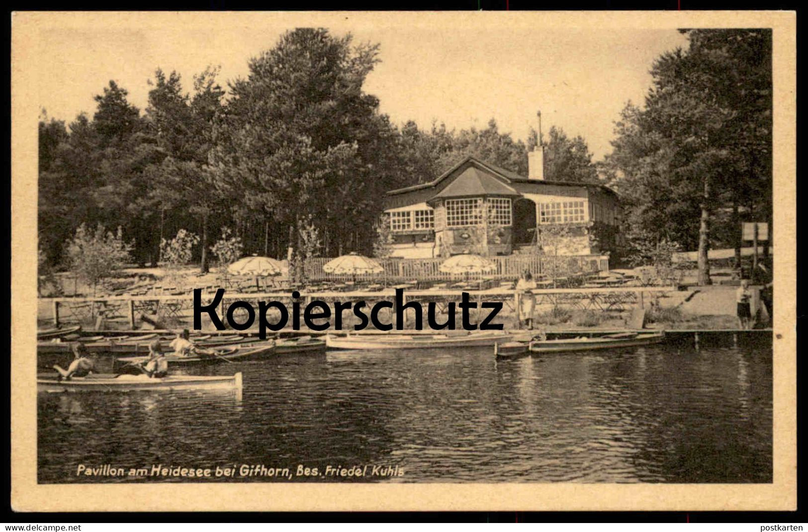 ALTE POSTKARTE PAVILLON AM HEIDESEE BEI GIFHORN BESITZER FRIEDEL KUHLS See Ruderer Ruderboot Ansichtskarte Cpa Postcard - Gifhorn