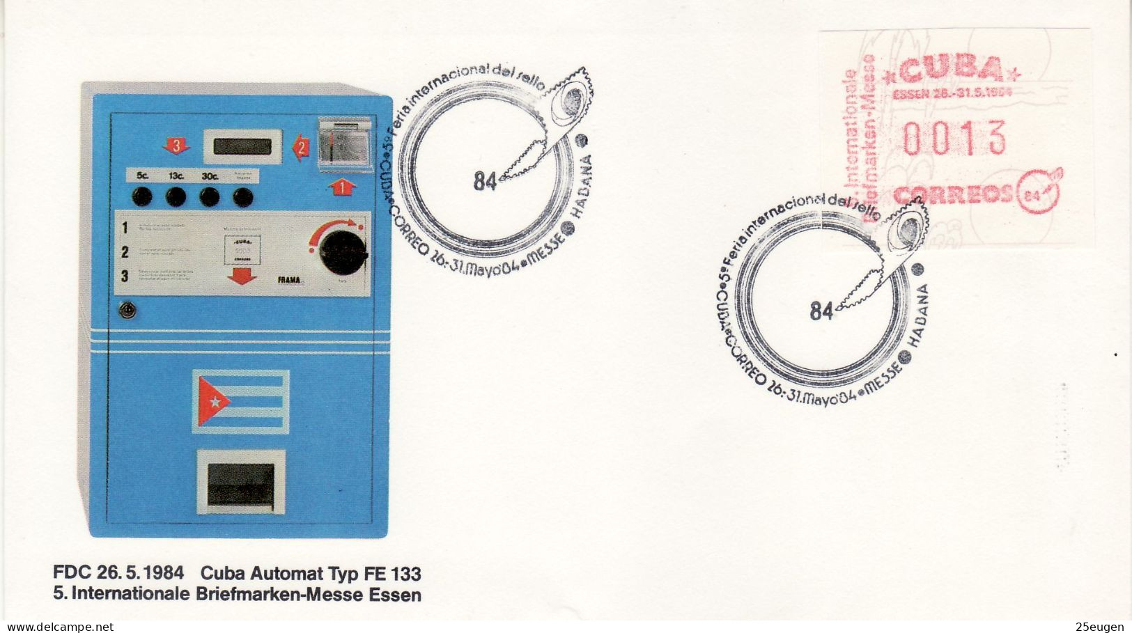 CUBA 1984 ATM No 1 COMMEMORATIVE COVER - Briefe U. Dokumente