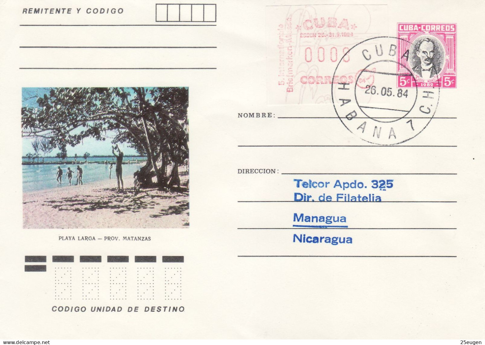 CUBA 1984 ATM No 1 COMMEMORATIVE COVER - Brieven En Documenten