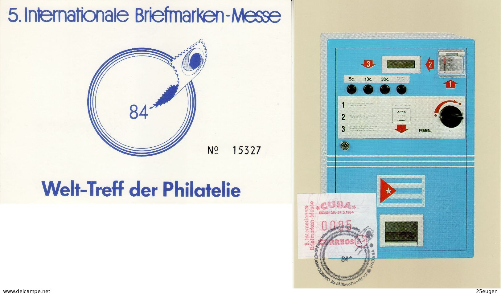 CUBA 1984 ATM No 1 COMMEMORATIVE CARD - Brieven En Documenten