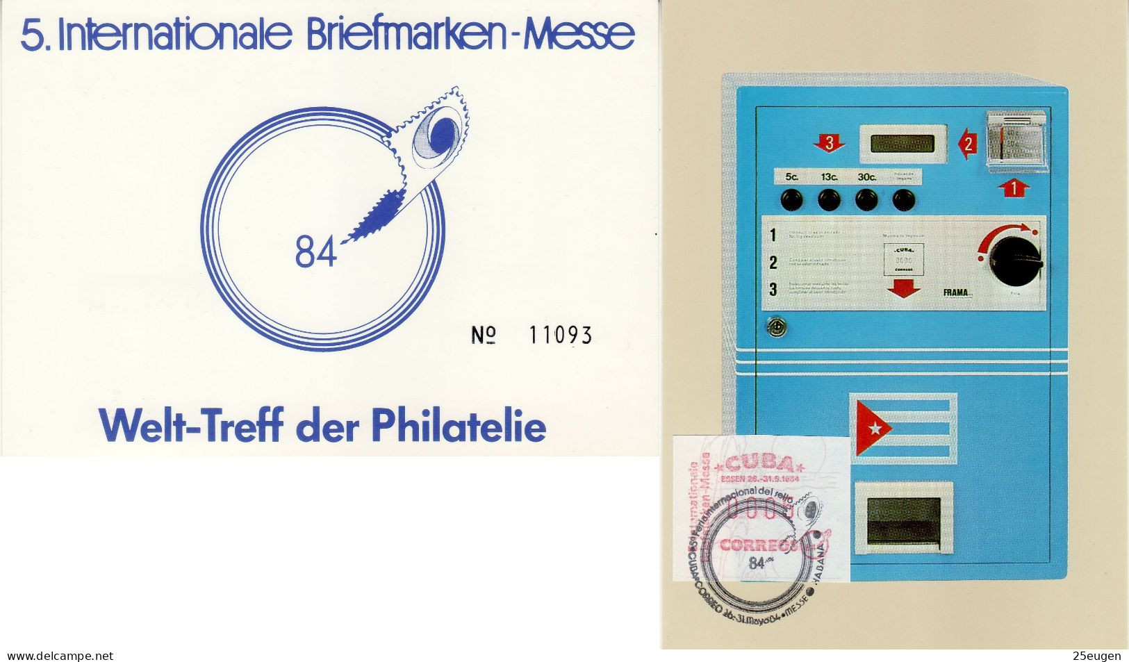 CUBA 1984 ATM No 1 COMMEMORATIVE CARD - Brieven En Documenten