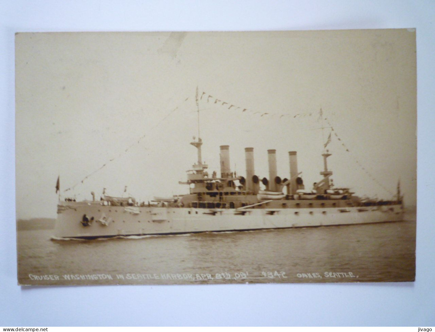 2023 - 3771  CRUISER  WASHINGTON IN SEATTLE  HARBOR   1909  XXX - Seattle