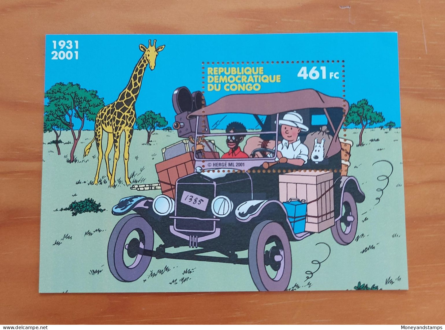 RD Congo/Belgium 2001 Tintin In Africa Souvenir Sheet (70th Anniv Of The Album) - MNH** - Mint/hinged